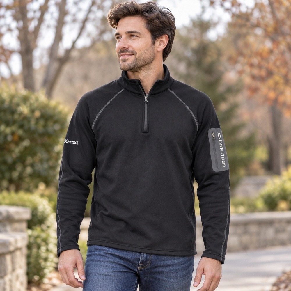 Marmot Mens XL Stretch Fleece 1/2 Zip Pullover Black Gentleman Jack D80890